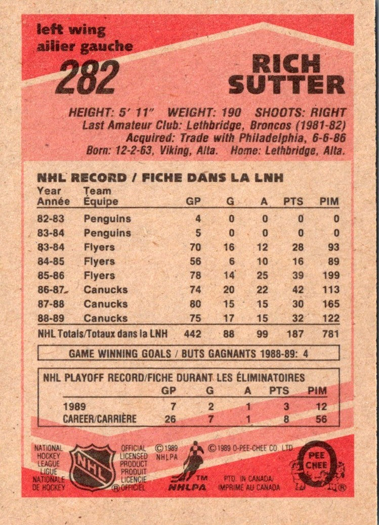 1989 O-Pee-Chee Rich Sutter