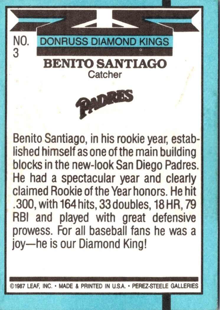 1988 Donruss Diamond Kings Benito Santiago