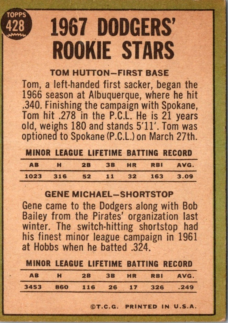 1967 Topps Tom Hutton/Gene Michael