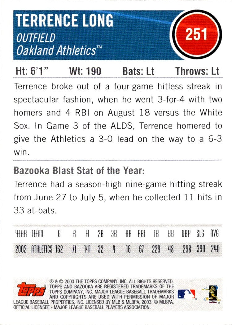 2003 Bazooka Silver Terrence Long