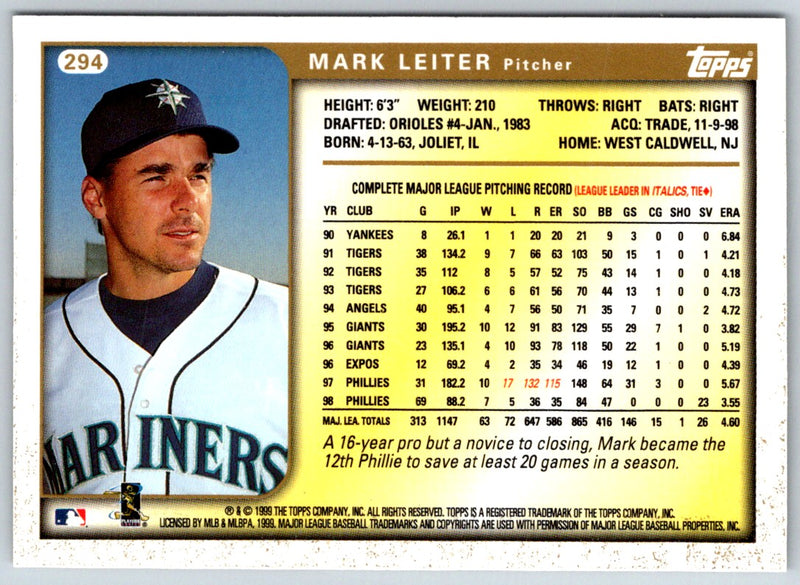 1999 Topps Mark Leiter