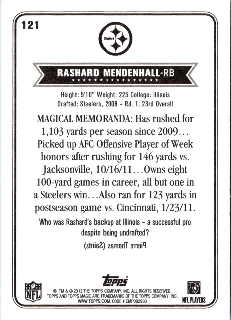 2012 Topps Magic Rashard Mendenhall