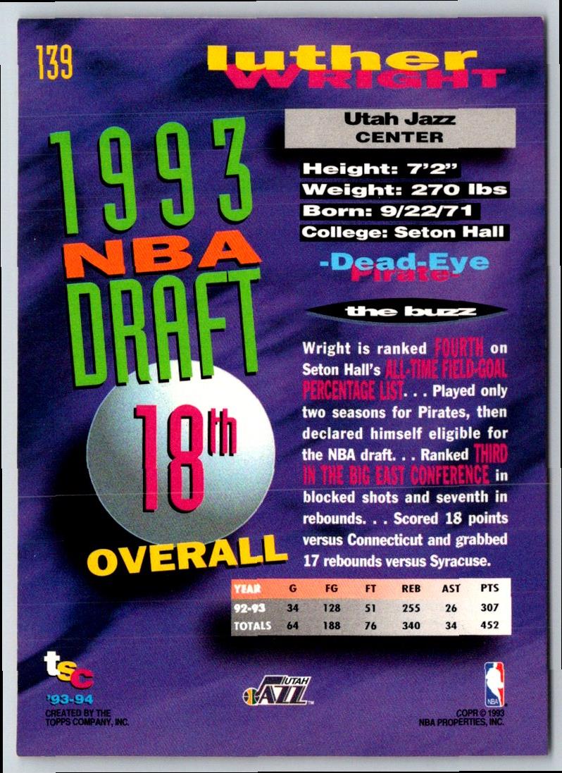 1993 Stadium Club Luther Wright