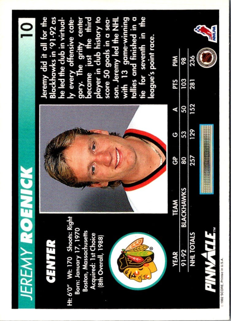 1992 Pinnacle Jeremy Roenick