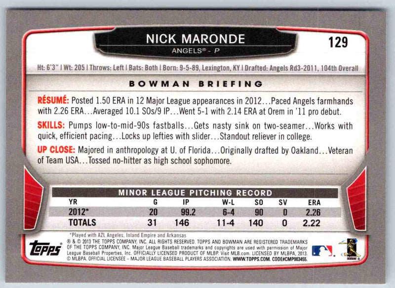 2013 Bowman Nick Maronde