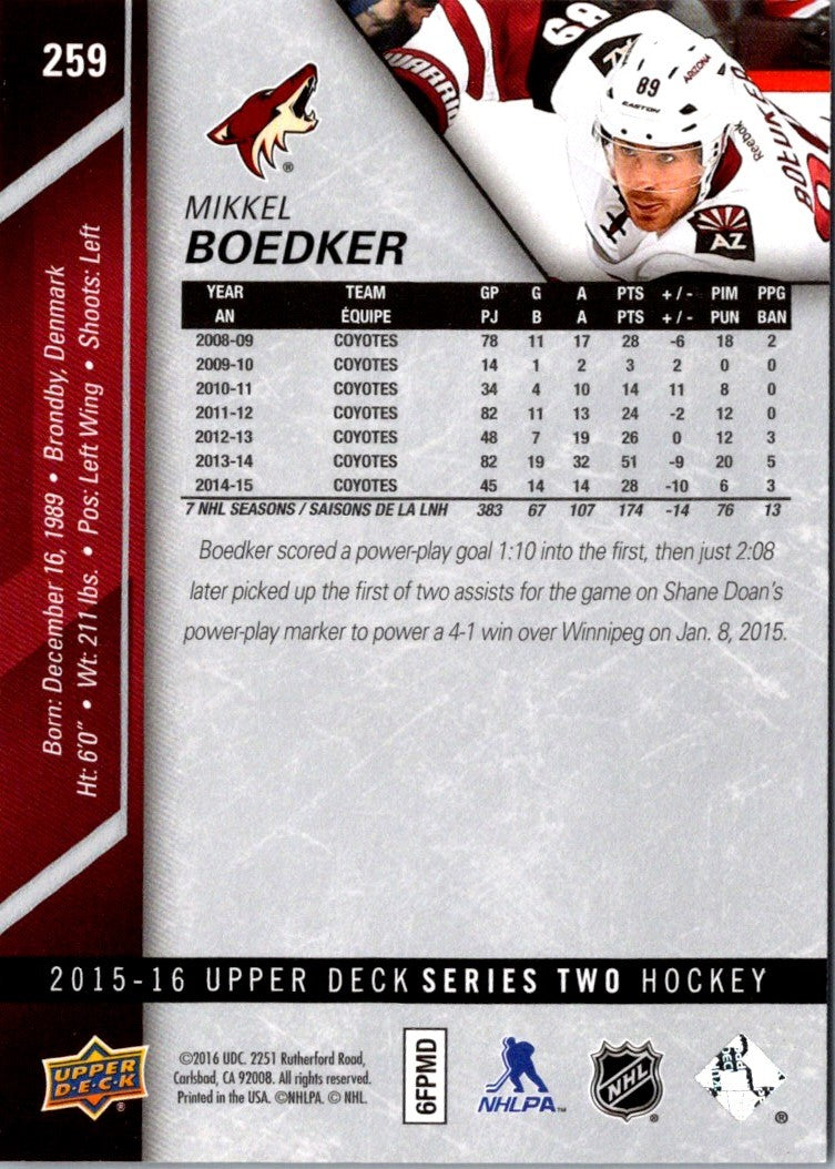 2015 Upper Deck Mikkel Boedker