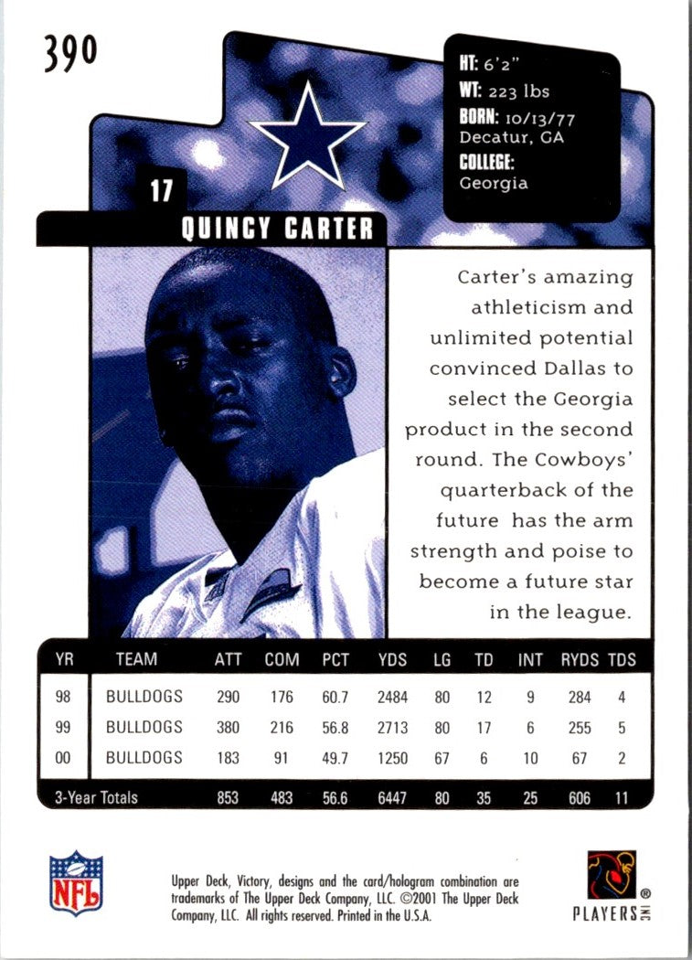 2001 Upper Deck Victory Quincy Carter