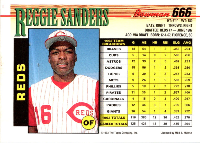 1993 Bowman Reggie Sanders