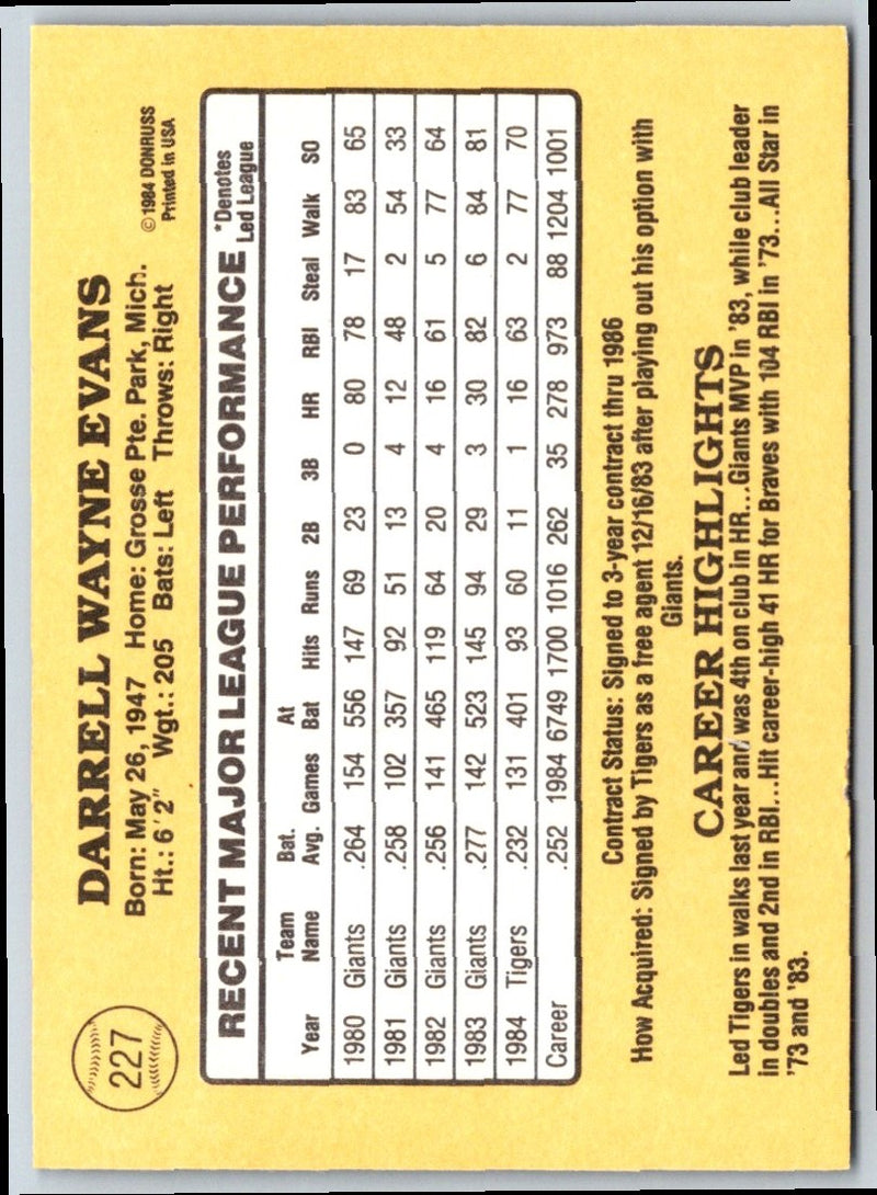 1985 Donruss Darrell Evans