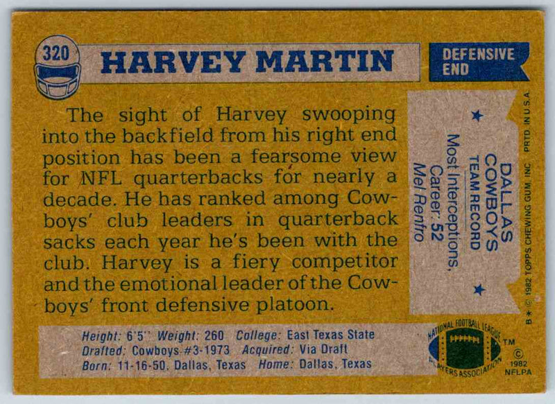 1982 Topps Harvey Martin