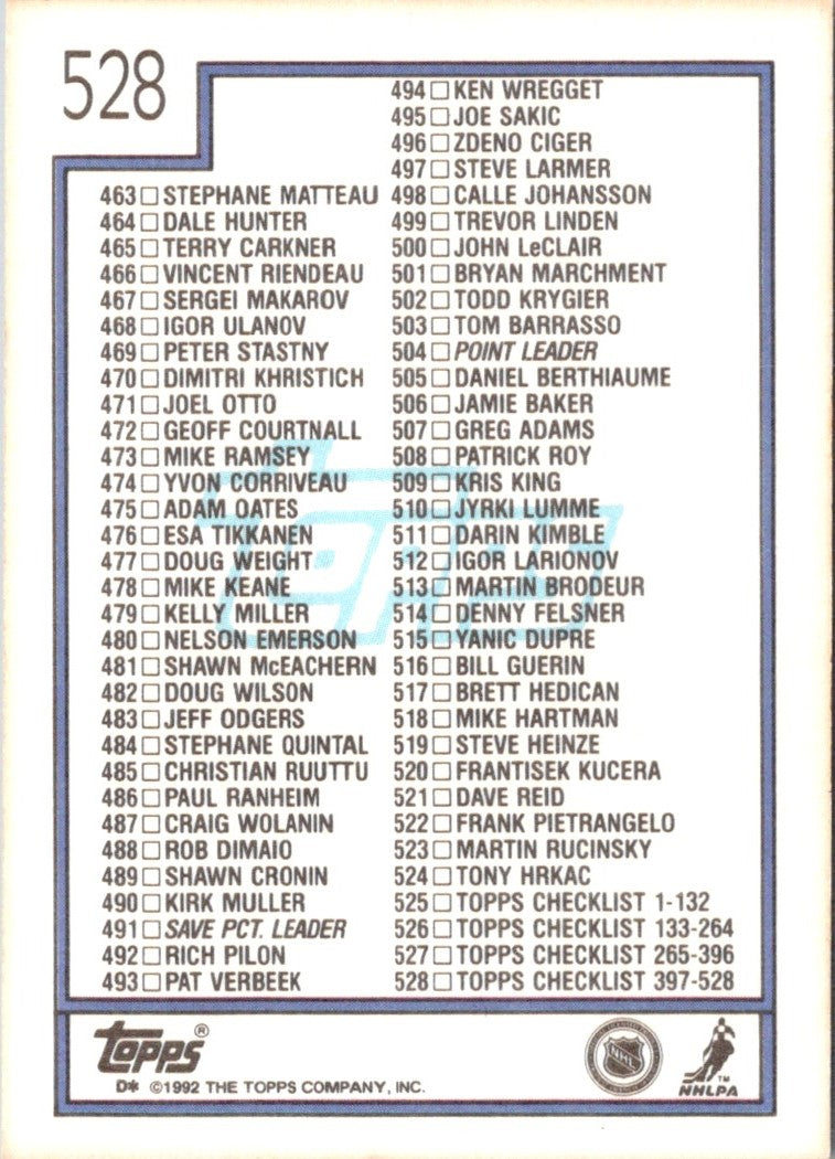 1992 Topps Checklist 4