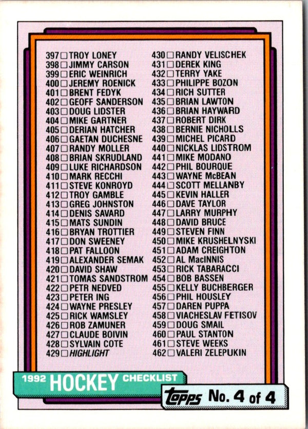 1992 Topps Checklist 4 #528