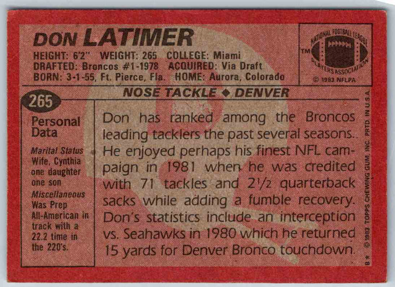 1983 Topps Don Latimer