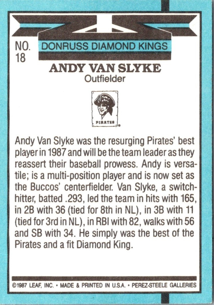 1988 Donruss Diamond Kings Andy Van Slyke