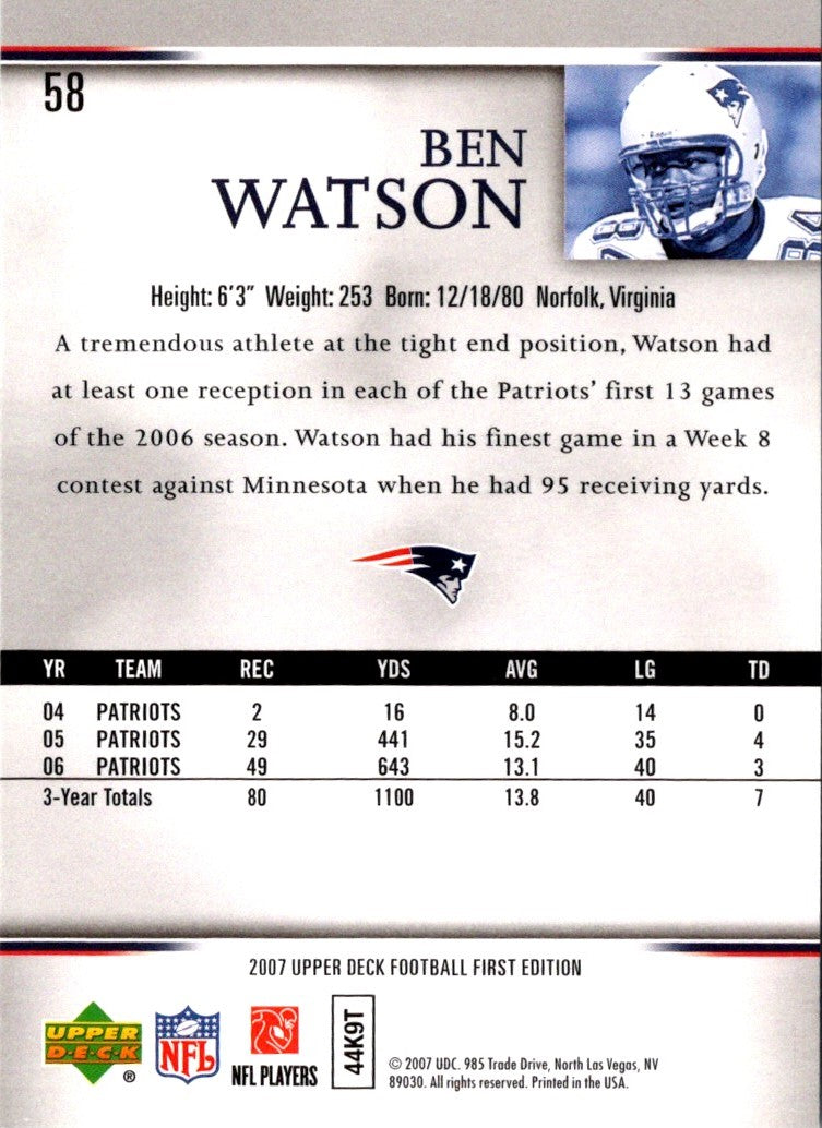 2007 Upper Deck First Edition Ben Watson