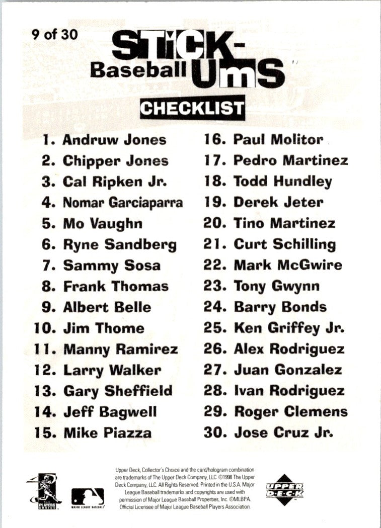 1998 Collector's Choice Stickums Albert Belle