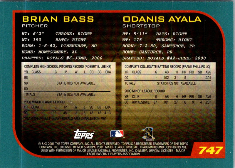 2001 Topps Brian Bass/Odannis Ayala