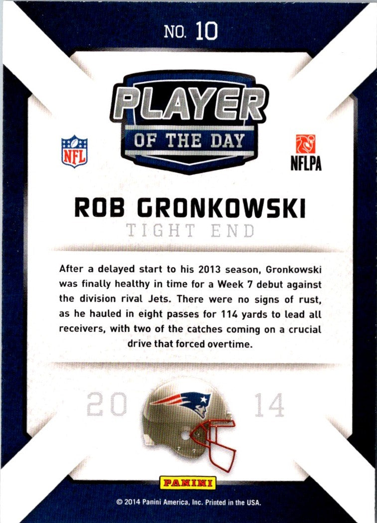 2014 Panini Player Of The Day Rob Gronkowski