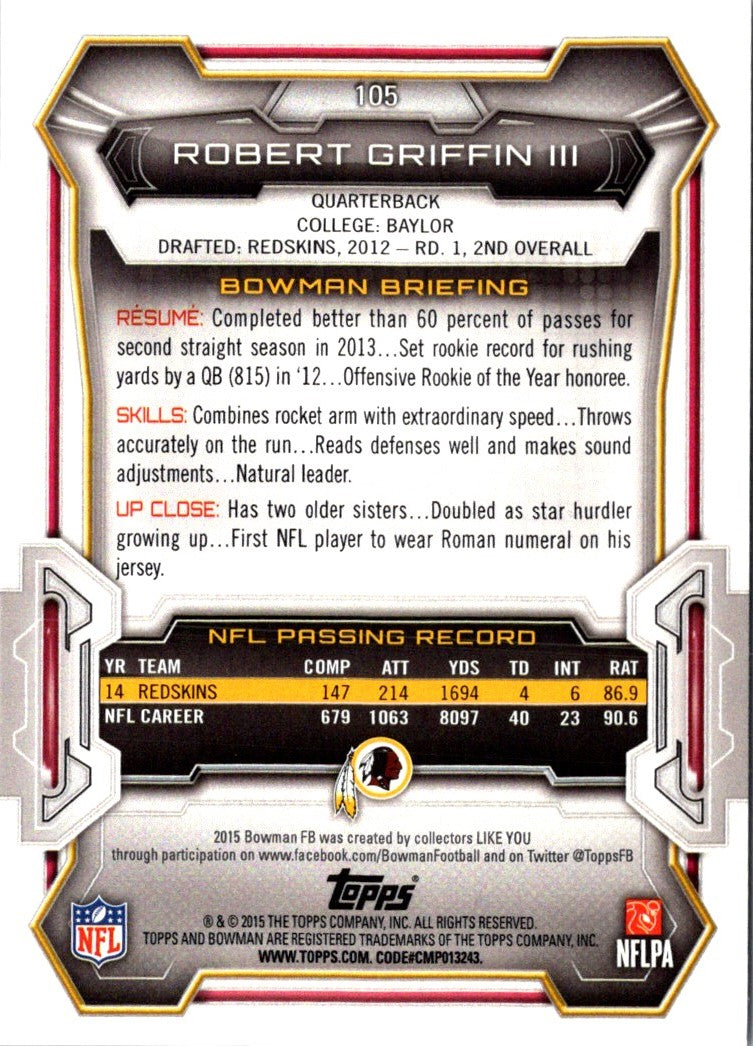 2015 Bowman Robert Griffin III