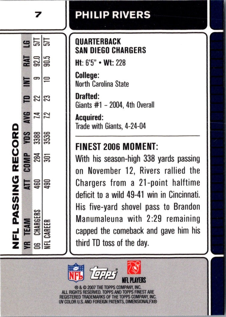 2007 Finest Philip Rivers