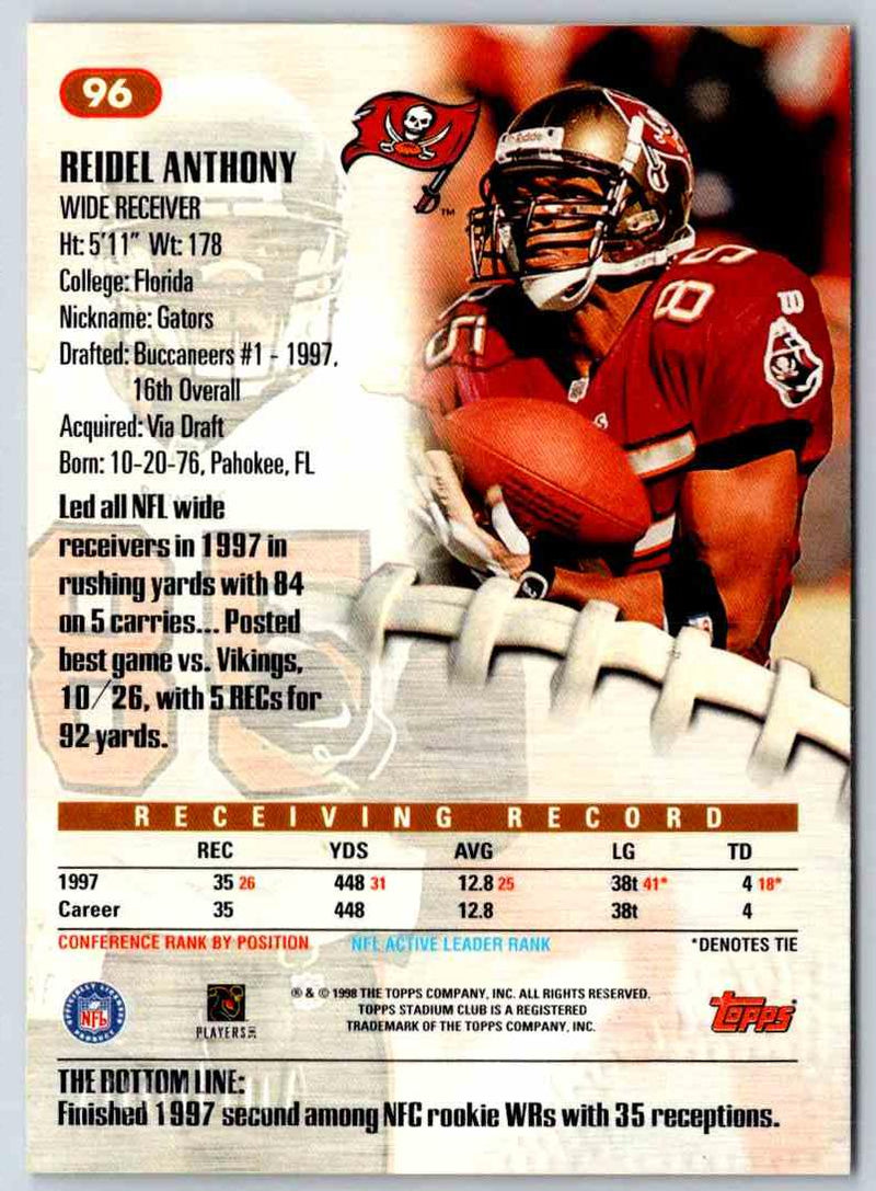1998 Topps Stadium Club Football Reidel Anthony