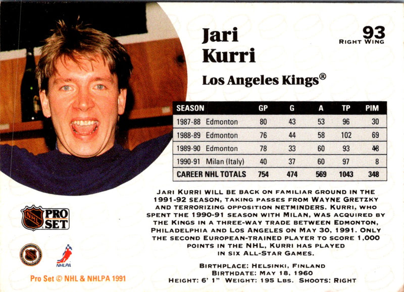 1991 Pro Set Jari Kurri