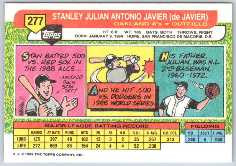 1989 Topps Big Stan Javier