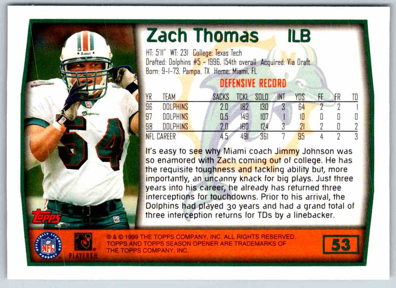 1999 Topps Zach Thomas