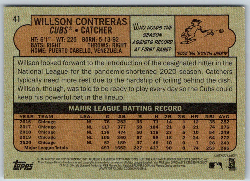 2021 Topps Heritage Willson Contreras