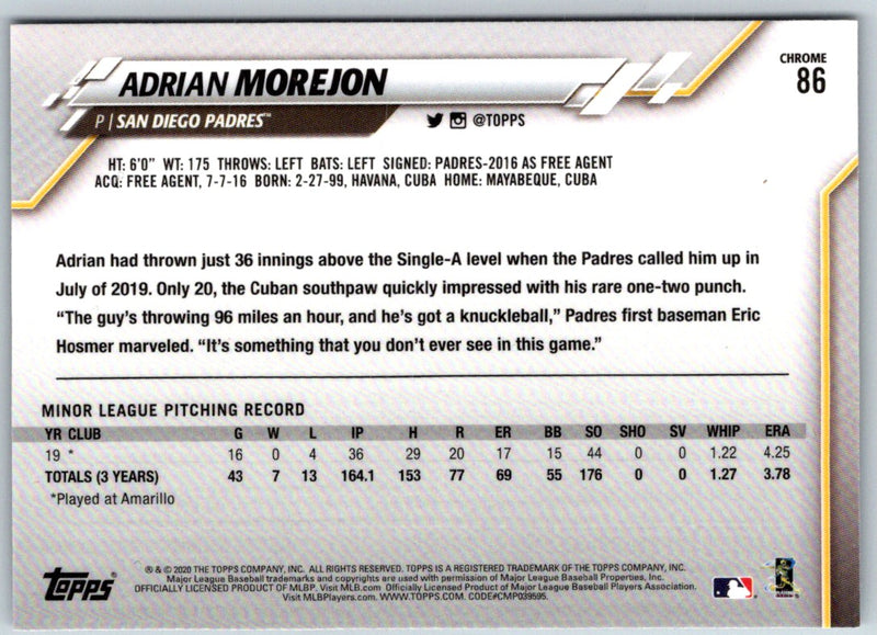 2020 Topps Chrome Adrian Morejon