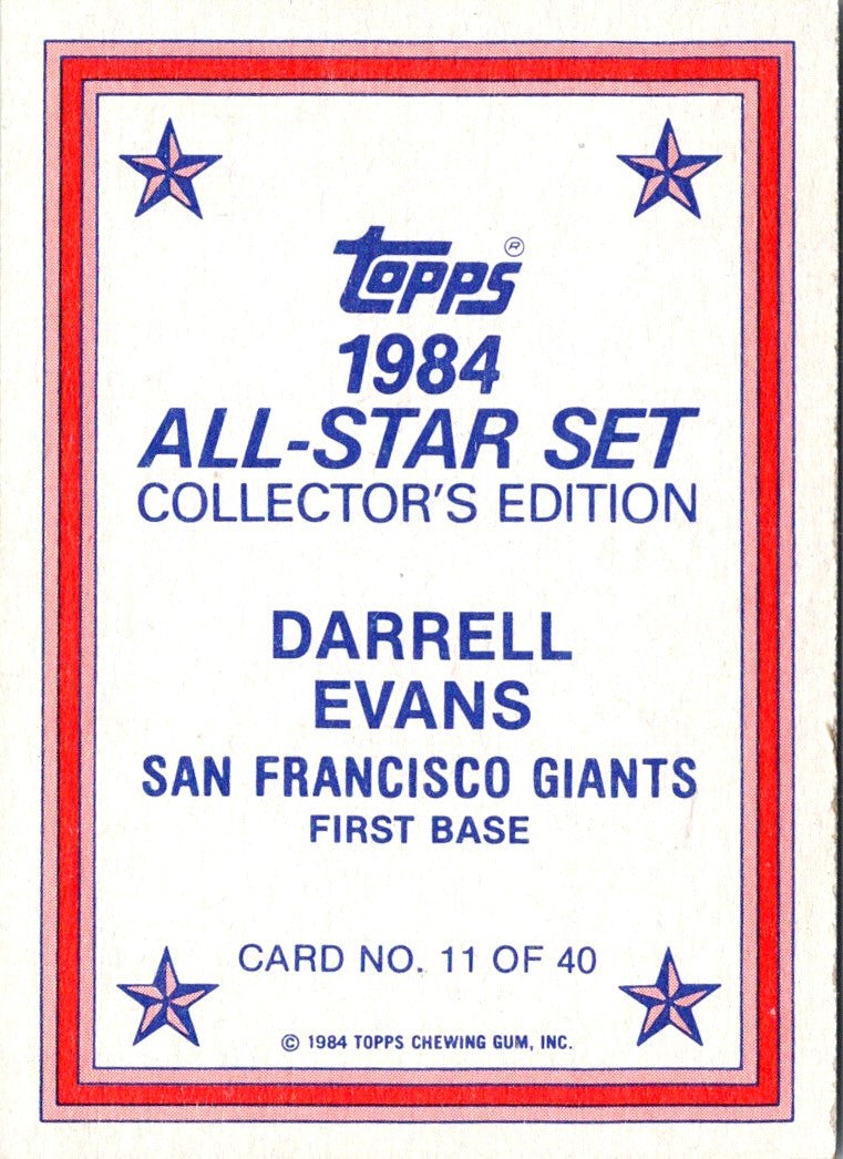 1984 Topps Glossy Send-Ins Darrell Evans