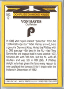 1987 Donruss Diamond King Von Hayes