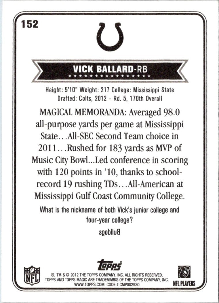 2012 Topps Magic Vick Ballard