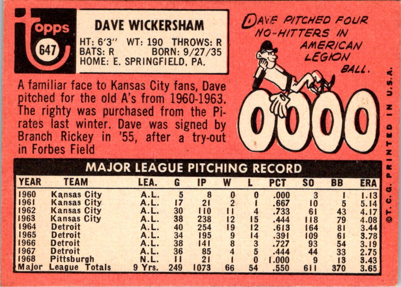 1969 Topps Dave Wickersham