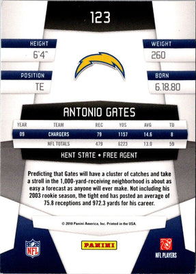 2010 Panini Certified Antonio Gates #123