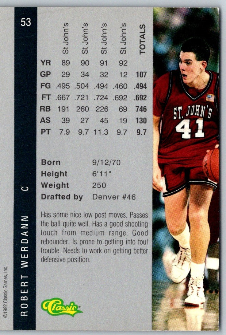 1992 Classic Draft Robert Werdann