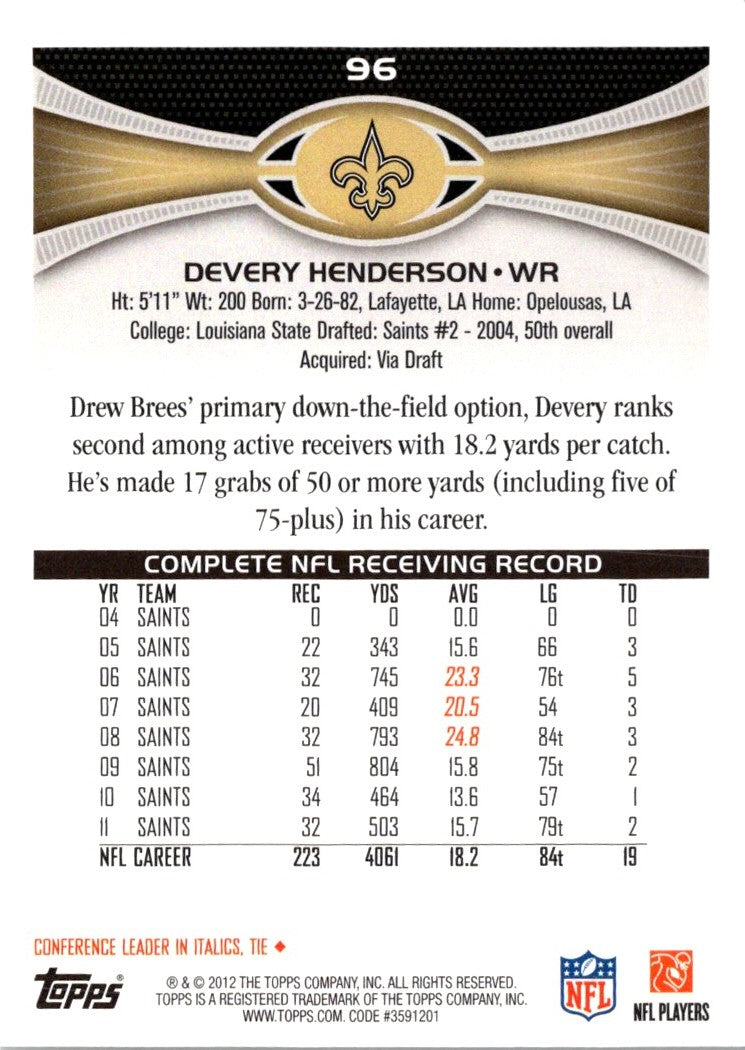 2012 Topps Devery Henderson