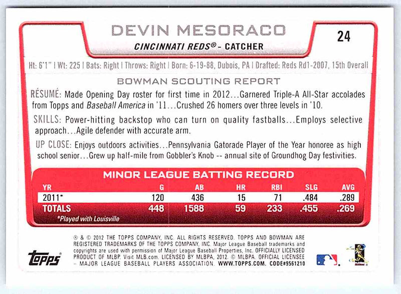 2012 Bowman Devin Mesoraco