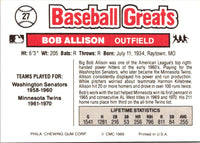 1989 Swell Baseball Greats Bob Allison #27