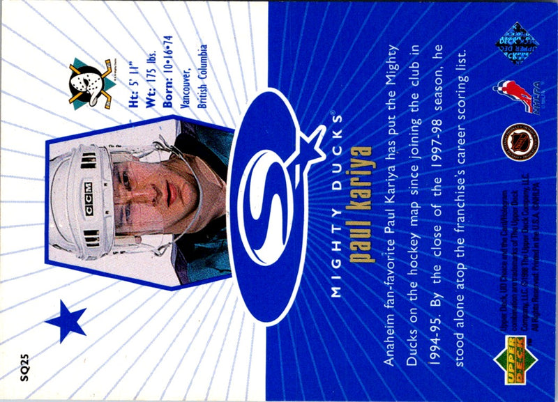 1998 UD Choice StarQuest Green Paul Kariya