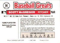 1989 Swell Baseball Greats Scott McGregor #56