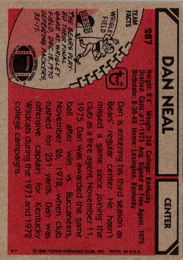 1980 Topps Dan Neal