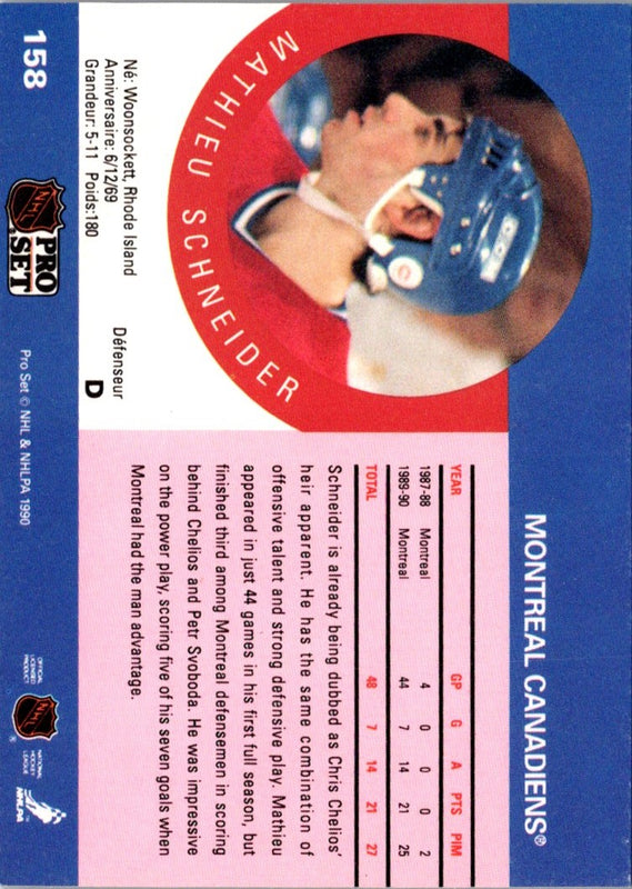 1996 Pro Set Mathieu Schneider #18