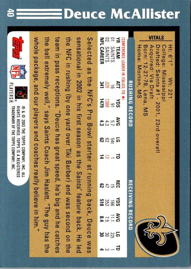 2003 Topps Deuce McAllister