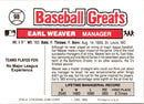 1989 Swell Baseball Greats Earl Weaver