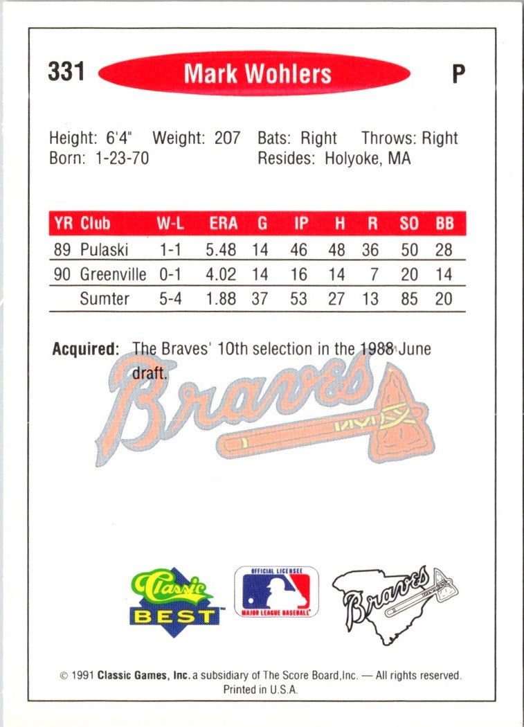 1991 Classic Best Mark Wohlers