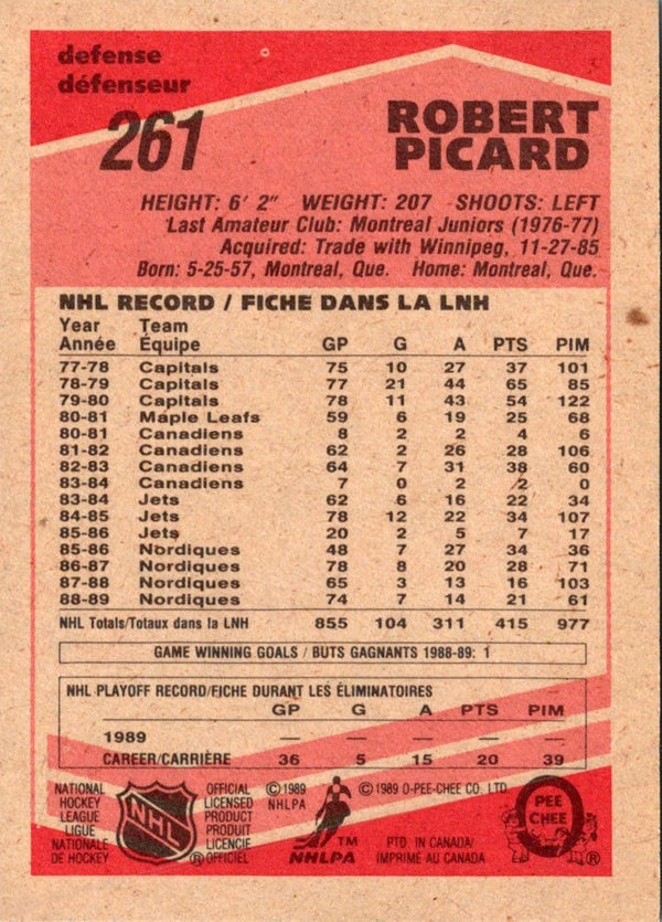 1989 O-Pee-Chee Robert Picard #261