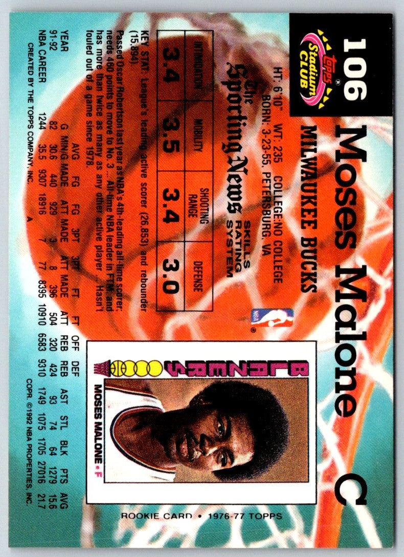 1992 Stadium Club Members Only Moses Malone