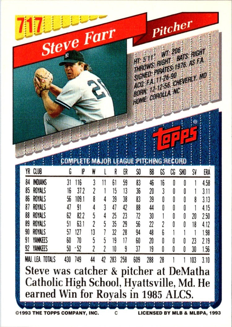 1993 Topps Gold Steve Farr