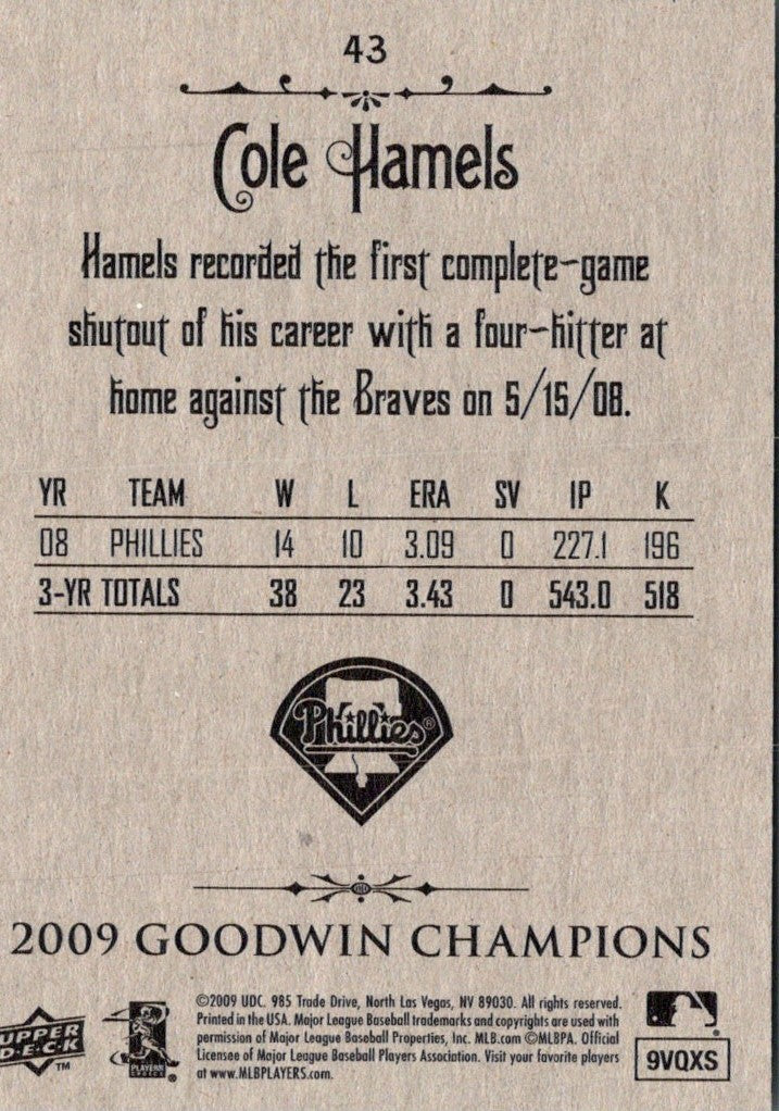 2009 Upper Deck Goodwin Champions Cole Hamels